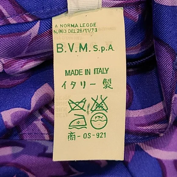 Versace Vintage Silk Skirt Pleated Mini Blue Purple Asymmetrical Hem Mini Italy - Picture 10 of 14